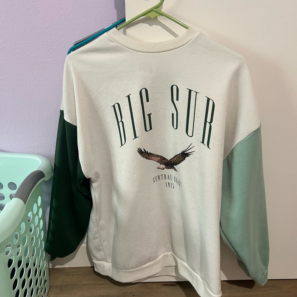 white and green crew neck